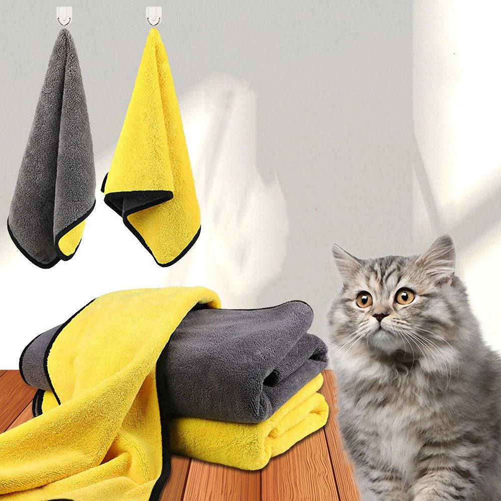 Pet Bath Towel Soft Microfiber Absorbent Dog Towel Puppy Cat Wash Cleaning Cloth Miniature Puppy Pet Products