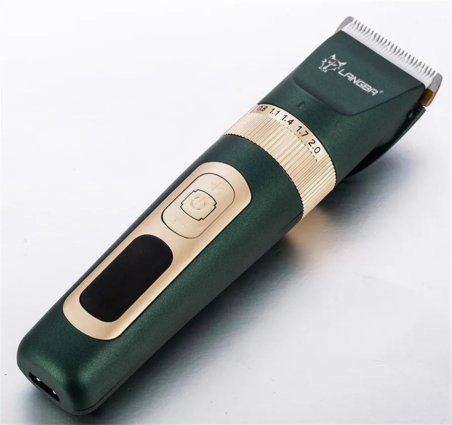 LANGBA USB Rechargeable Pet Hair Trimmer – LCD Display Grooming Clippers for Dogs &