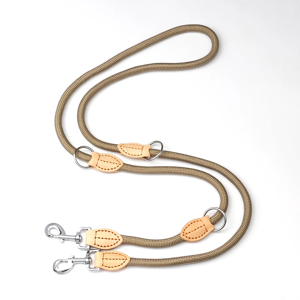 🐕‍🦺 210cm Multipurpose Adjustable Double Dog Leash – Hands-Free Luxury Nylon Leash for 2 Small/Medium Dogs