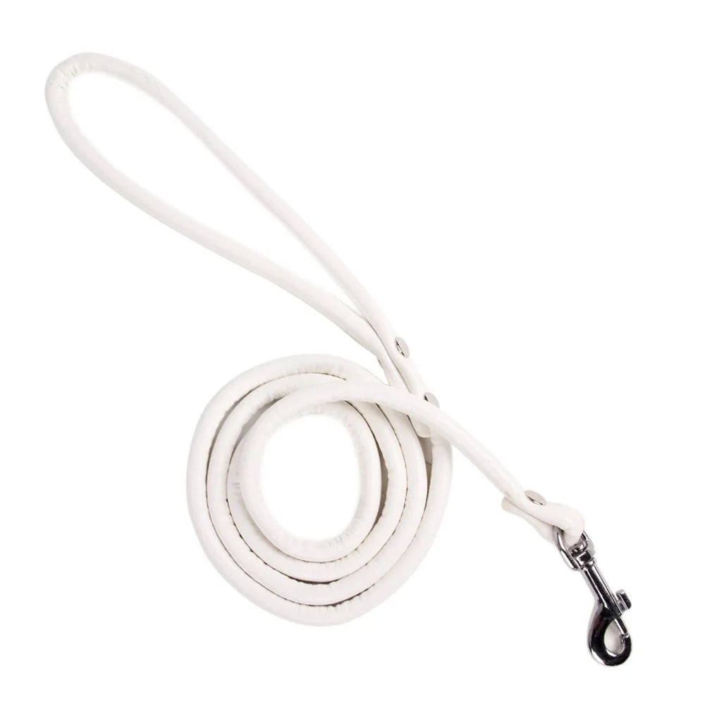 Soft PU Leather Dog Leash – 120cm Smooth Lead for Small Dogs & Puppies