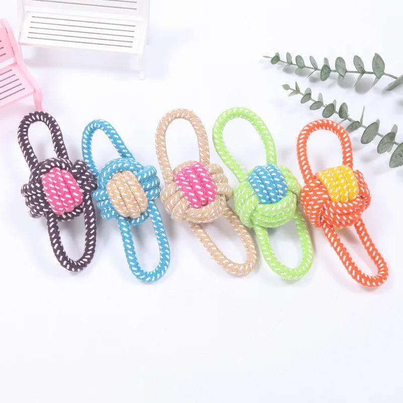 Mini Cotton Rope Dog Ball – Interactive Chew & Toothbrush Toy for Puppies