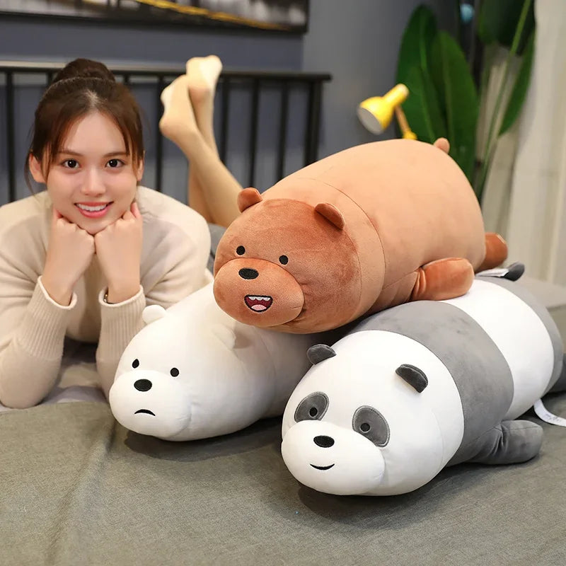 🧸 Original We Bare Bears Plush Toys – Grizzly, Panda & Ice Bear Stuffed Dolls 🐻🐼❄️