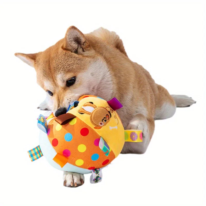 Interactive Ball Dog Toy with Plush Handle – Durable Chew Toy for Training & Stress Relief