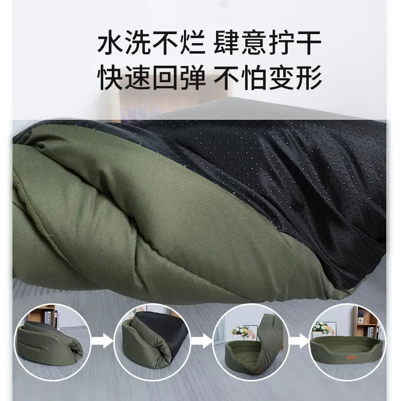 Square Waterproof Dog Bed for Large Dogs – Washable Custom Pet Sofa with Removable Inner Pad