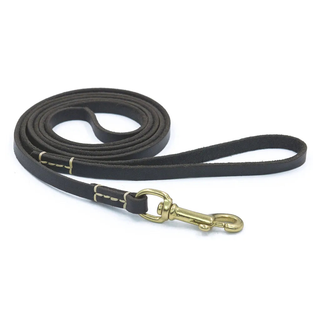 Handmade Genuine Leather Dog Leash – Lightweight Slender Leash for Small Dogs & Cats