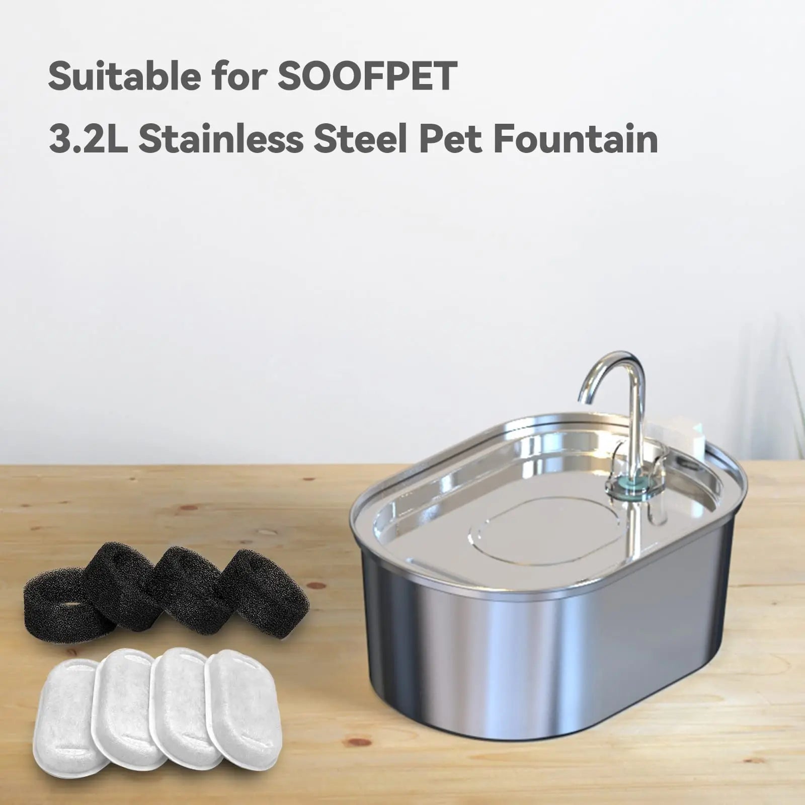🐾 3.2L Stainless Steel Cat Drinking Fountain – 108oz Capacity with 4 Carbon & 4 Foam Filters