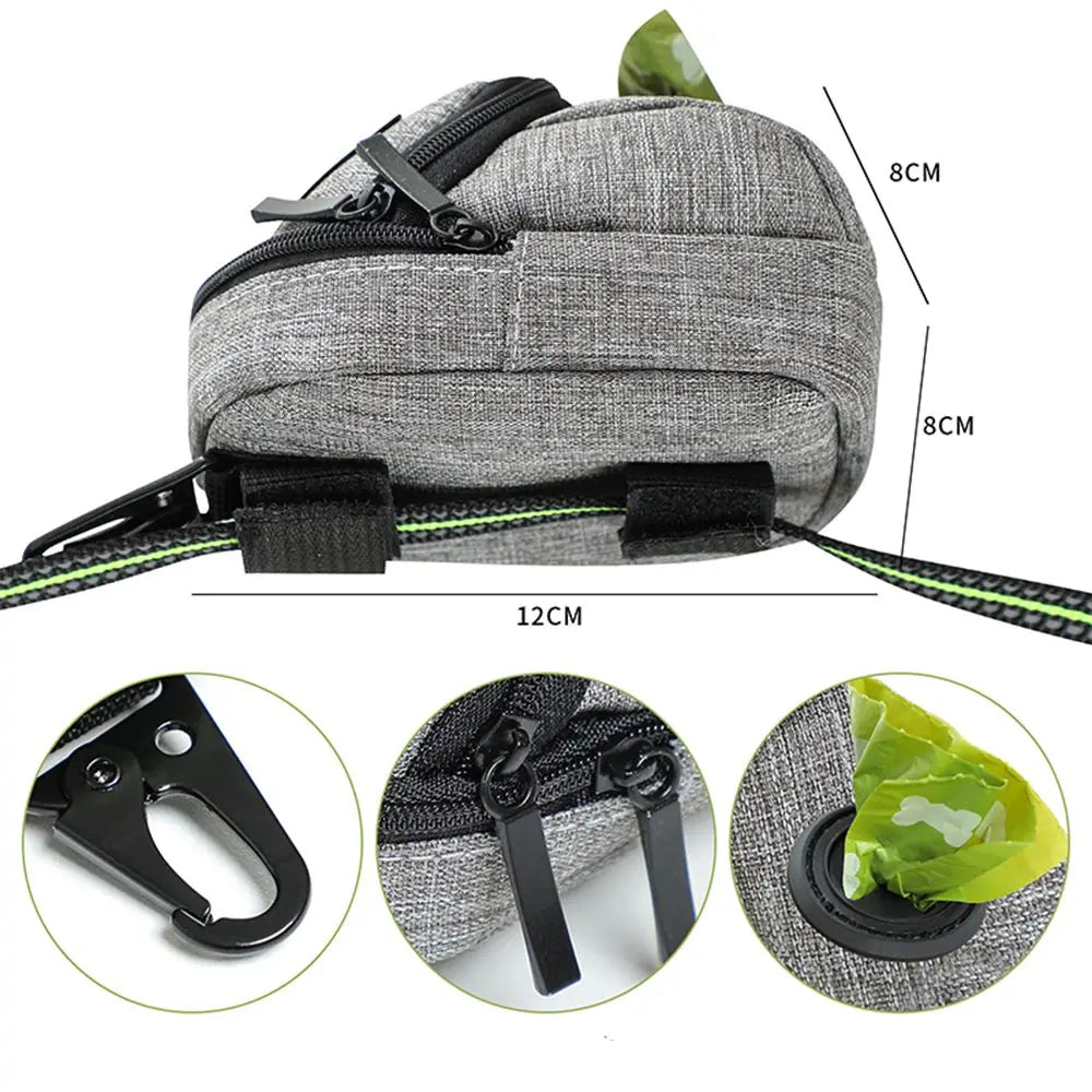 Portable Dog Waste Bag Dispenser with Hook & Treat Pouch – Dog Training Bag & Poop Bag Holder