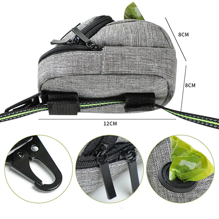 Portable Dog Waste Bag Dispenser with Hook & Treat Pouch – Dog Training Bag & Poop Bag Holder