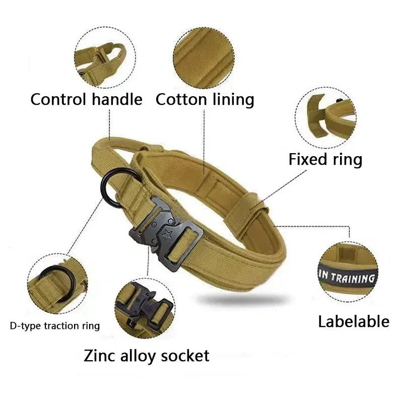 Adjustable Tactical Dog Collar & Traction Rope
