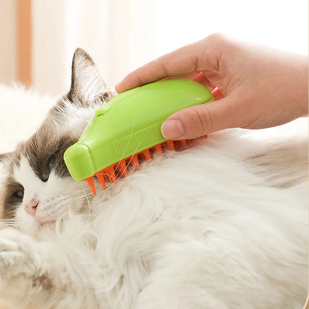 🐱 Spray Cat Brush 3-in-1 – Steamy Electric Dog & Cat Grooming Comb with Hair Removal & Massage