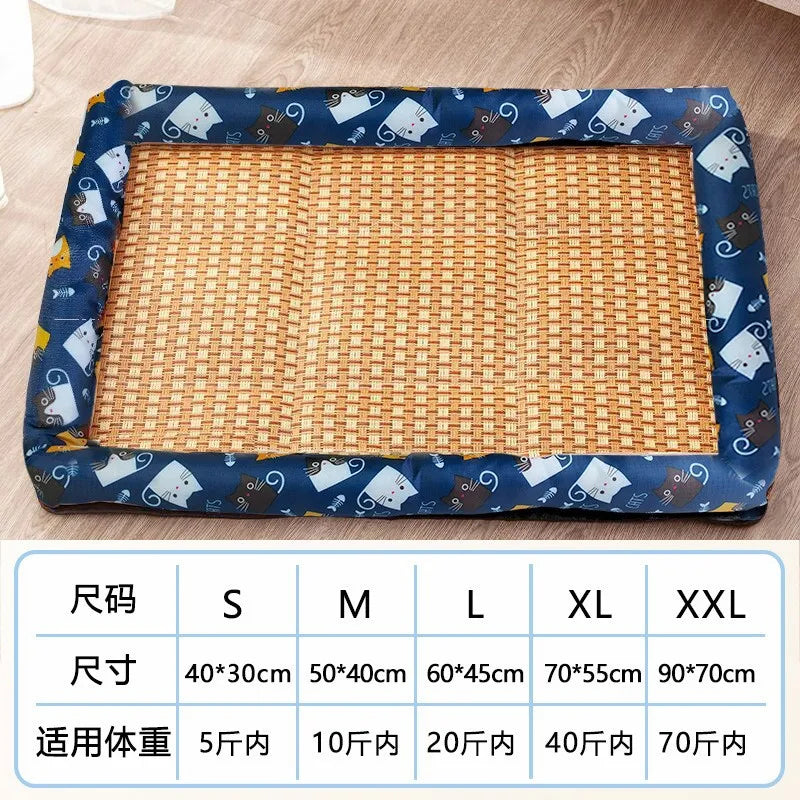 Summer Pet Cooling Mat – Lightweight Breathable Rattan Ice Nest Bed for Cats, Small Dogs & Small Animals