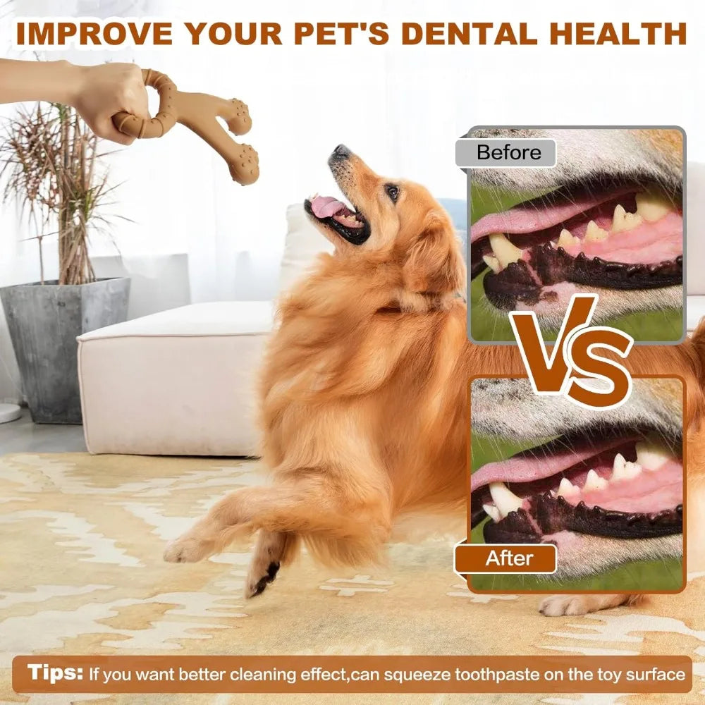 Durable Nylon Dog Chew Toy – Double Bone Shape with Beef & Bacon Flavor for Large Dogs, Teeth Cleaning & Interactive Play