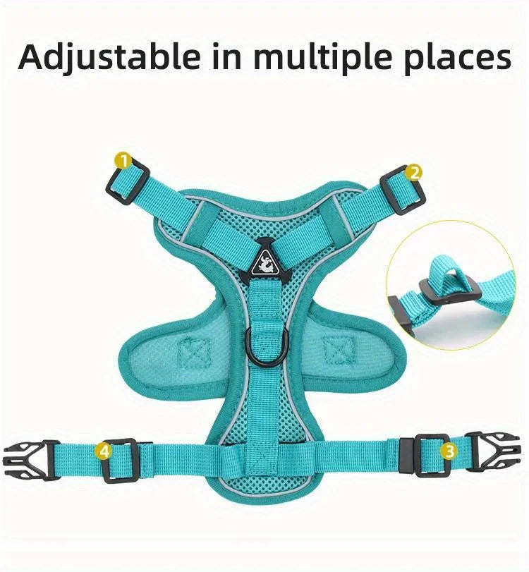 🐾 No Pull Dog Harness & Leash Set – Adjustable Reflective Vest for Small Dogs & Cats