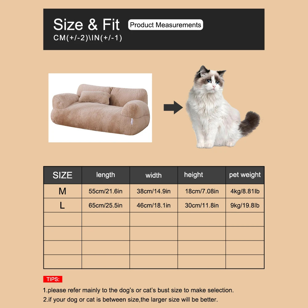 All-Season Pet Cat & Dog Sofa – Soft, Comfortable, Detachable & Washable Pet Couch