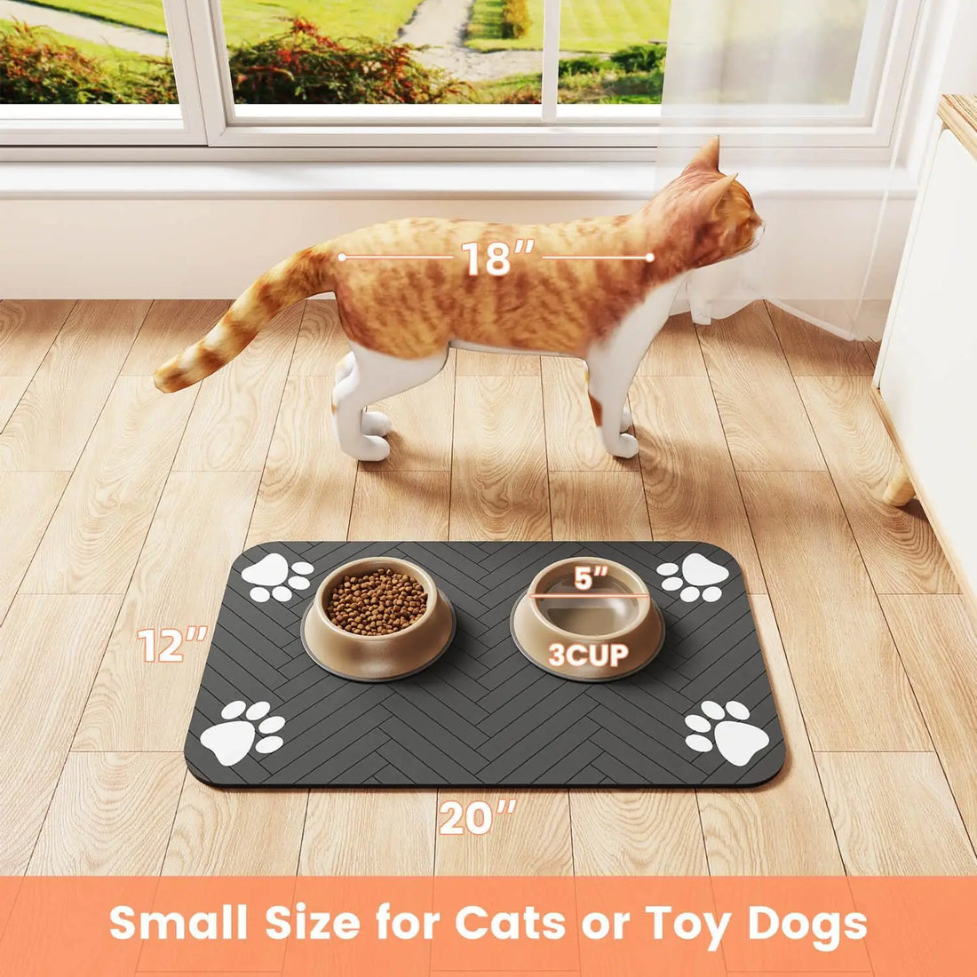 Absorbent Pet Feeding Mat with Waterproof Rubber Backing – Quick Dry Placemat for Dog & Cat Bowls