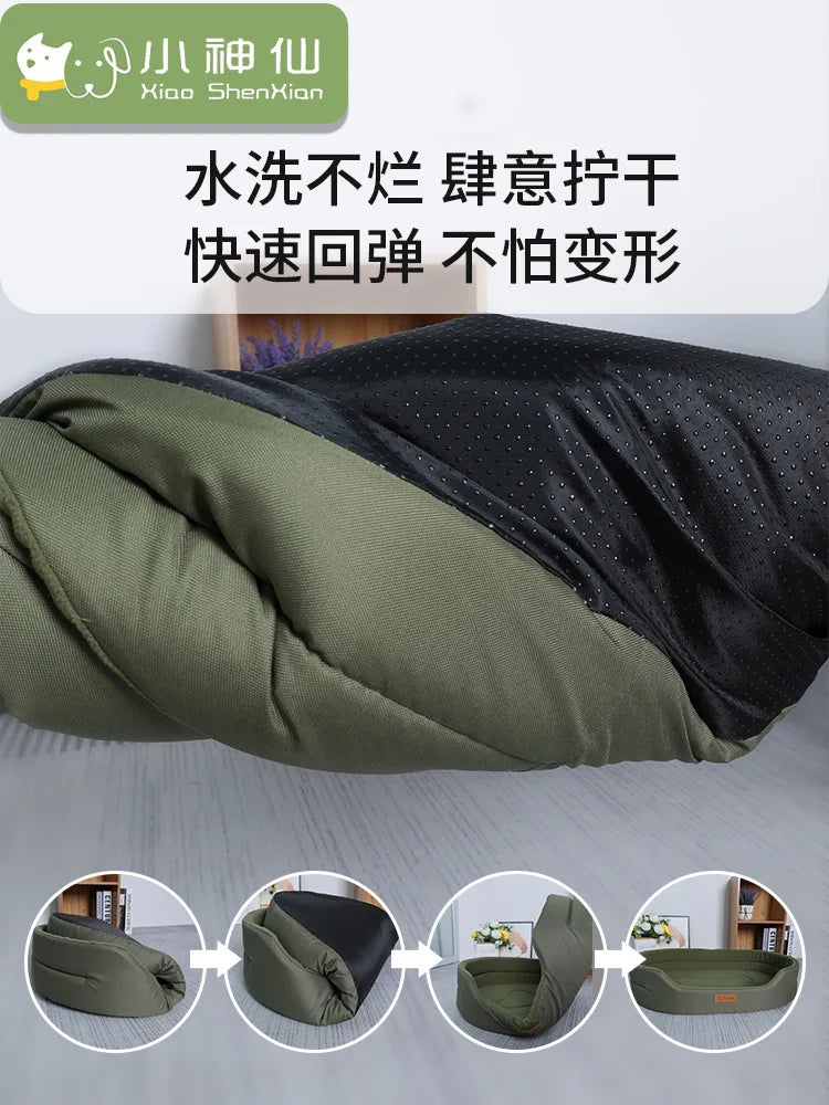 Square Waterproof Dog Bed for Large Dogs – Washable Custom Pet Sofa with Removable Inner Pad