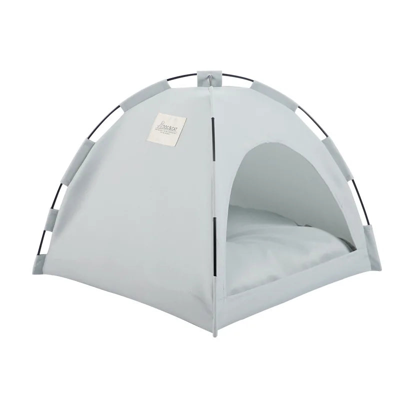 Pet Tent Bed – Removable Canvas Cat Sofa, Semi-Enclosed Cat House & Dog Cave Hut