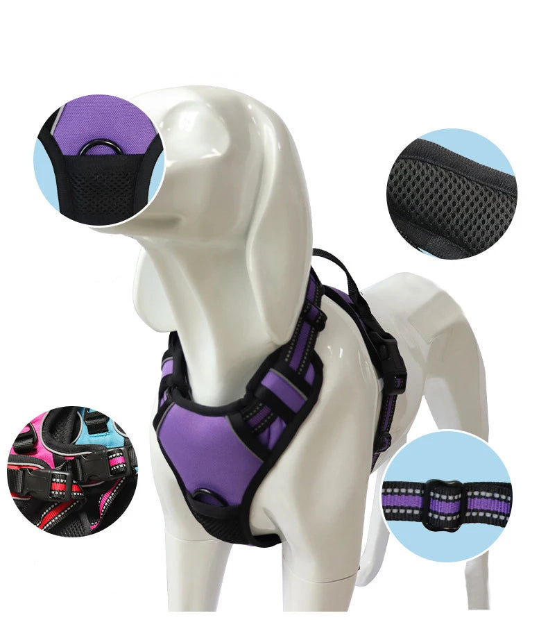 🐶 German Oak Cooling Dog Set – Escape-Proof Harness Vest & Leather Collar