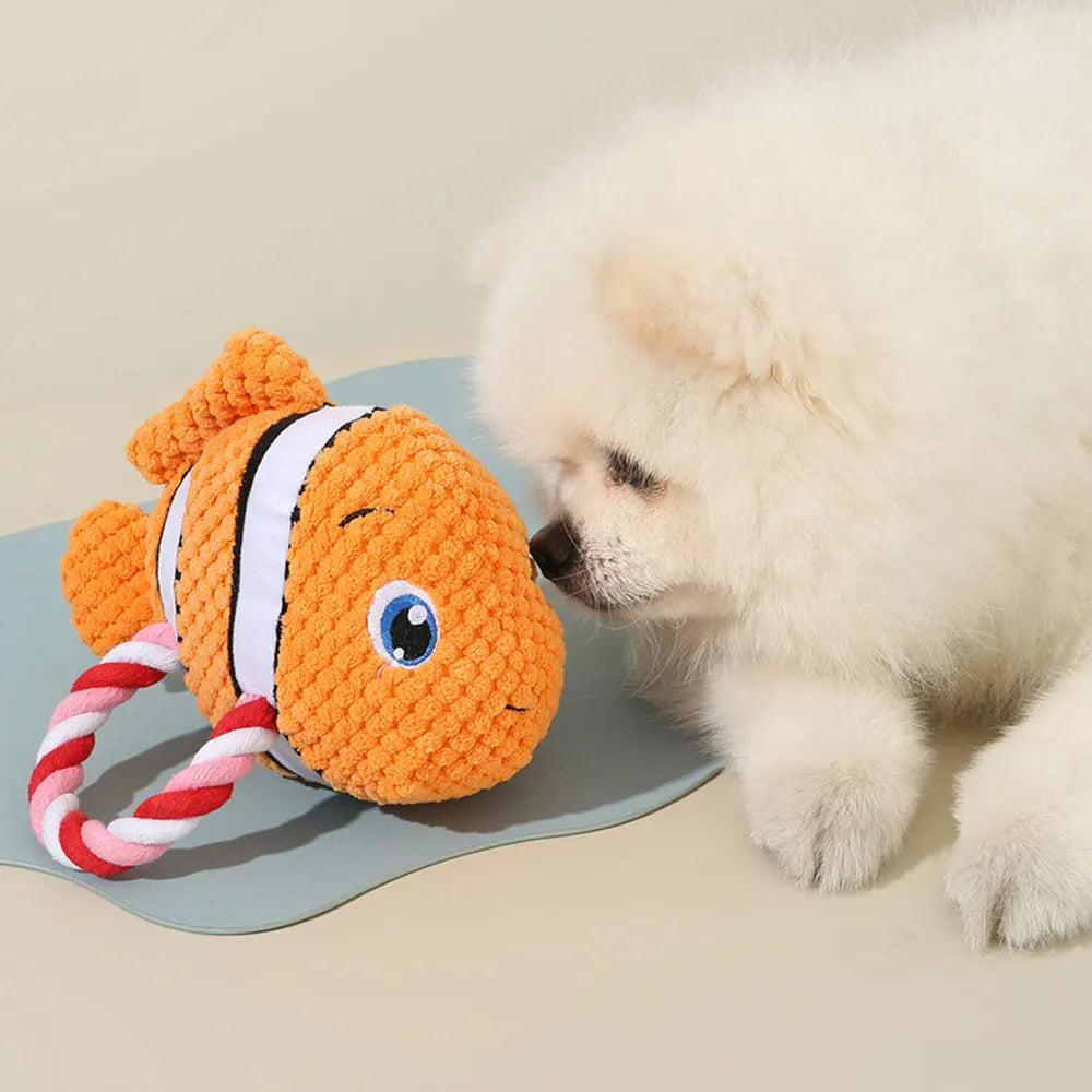 Bite-Resistant Squeaky Dog Plush Toy – Shark, Turtle, Fish Chew Toys for Puppies and Dogs