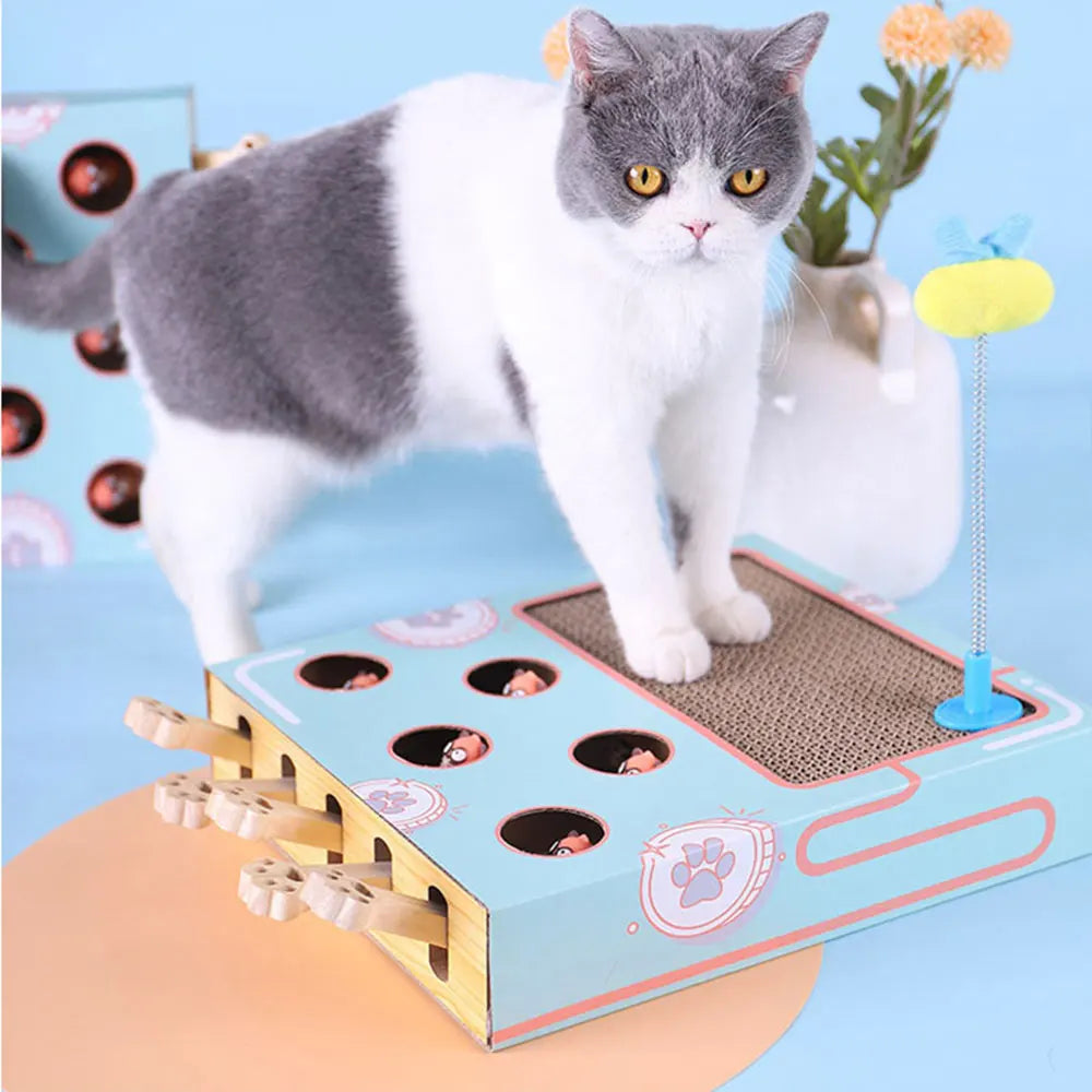 Whack-a-Mole Cat Toy – Interactive Scratching Board & Claw Grinder