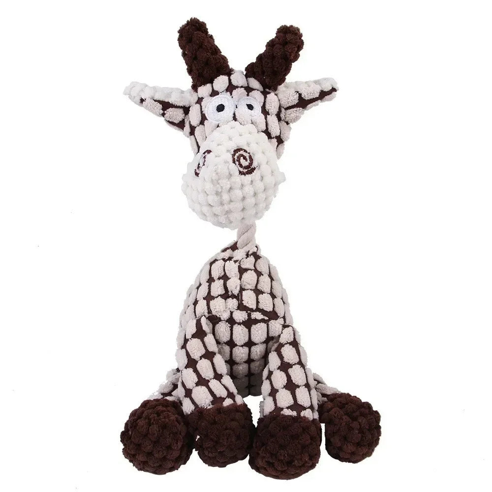 Plush Animal Squeaky Dog Toy – Bite Resistant Corduroy Chew Toy for Small & Large Dogs, Puppy Training Toy