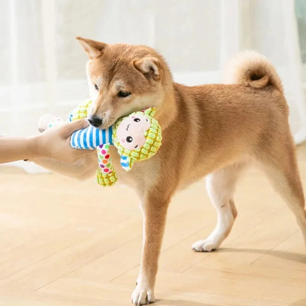 Plush Puzzle Pet Toy – Interactive Bite-Resistant Squeaky Chew Toy for Dogs & Cats, Teeth Cleaning Animal Shape
