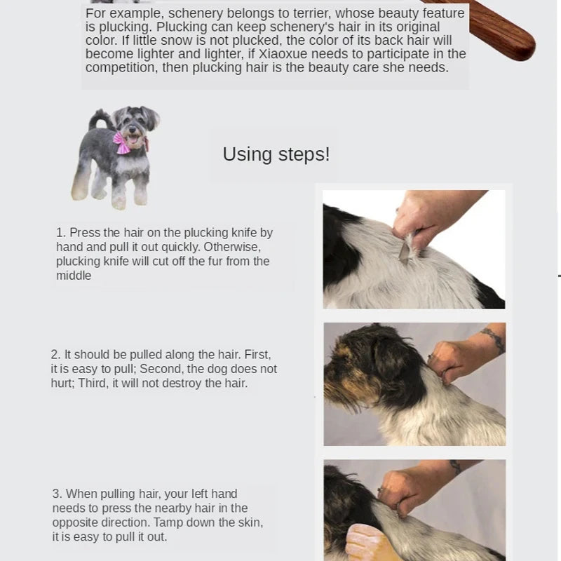 Professional Pet Hair Removal Knife – Stripping Comb with Wooden Handle for Dogs & Cats