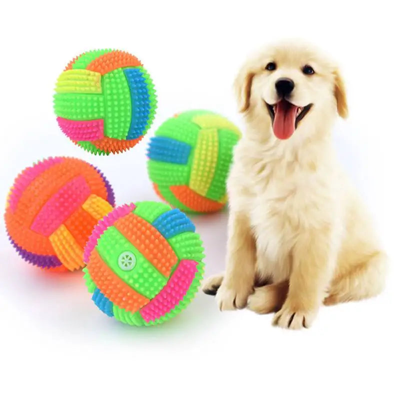 LED Glowing Ball Dog Toy – Bouncy Chew Ball for Puppies & Small Dogs, Colorful Light Molar Toy for Interactive Pet Play