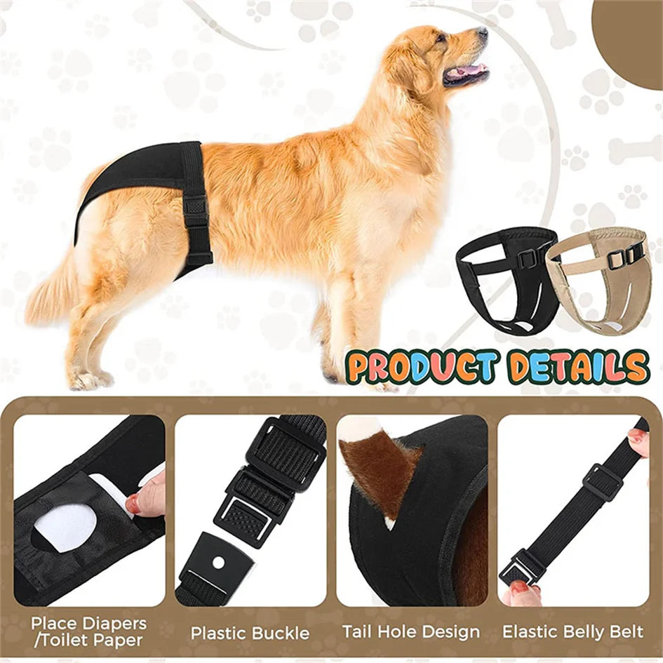 Female Dog Washable Diaper Pants – Anti-Harass Heat Nappies with 8 Pads
