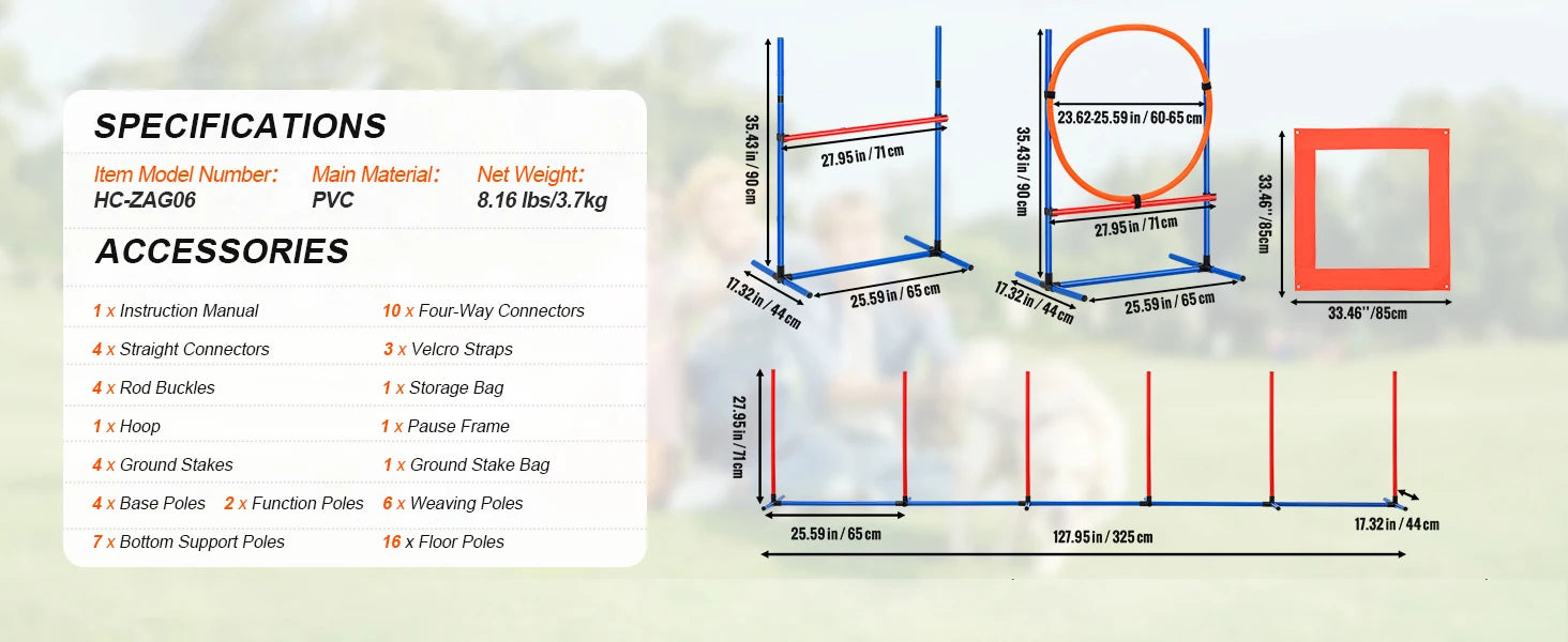 Dog Agility Training Set – 4 PCS Hurdles, Poles, Ring & Box 🐾🏃‍♂️