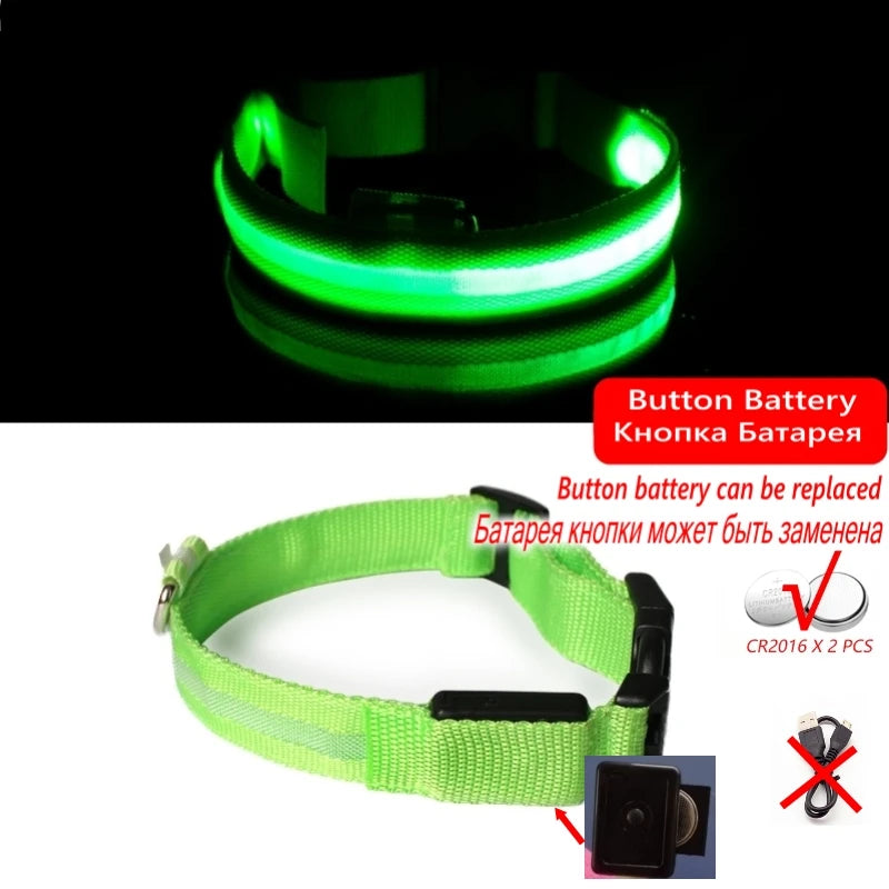 LED Dog Collar Light – USB Rechargeable/Battery Night Safety Glow Collar for Dogs & Puppies, Anti-Lost Pet Accessory