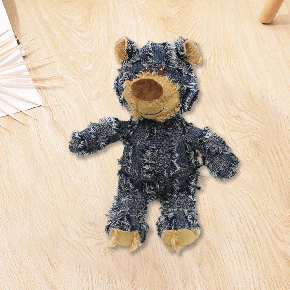 Bear-Shaped Companion Chew Toy – Indestructible Squeaky Plush for Small & Large Dogs