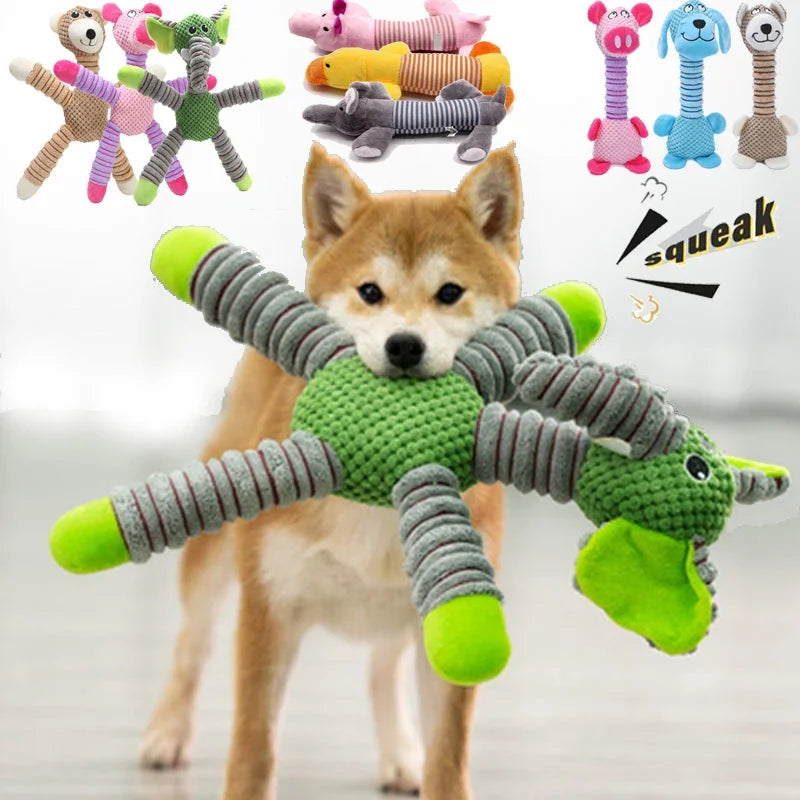 Indestructible Squeaky Plush Animal Dog Toy – Durable Chew & Dental Training Toy for Large Dogs