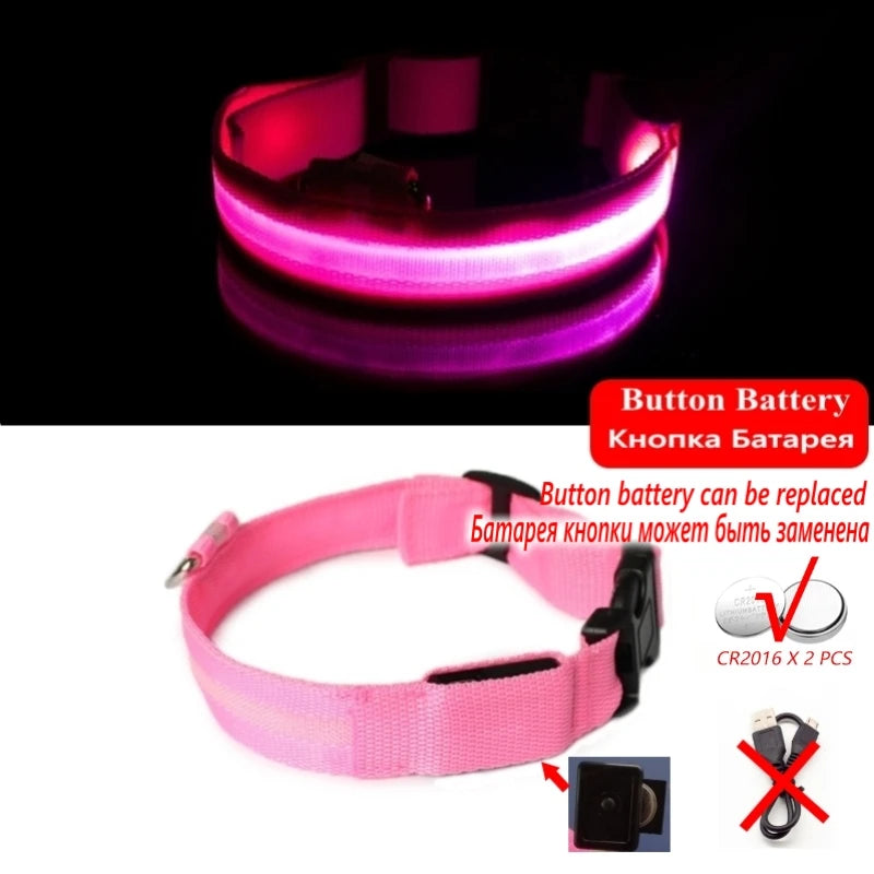 LED Dog Collar Light – USB Rechargeable/Battery Night Safety Glow Collar for Dogs & Puppies, Anti-Lost Pet Accessory