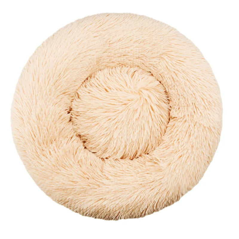 Round Plush Dog Bed – Winter Warm Washable Cat & Dog Basket Bed for Small, Medium & Large Pets