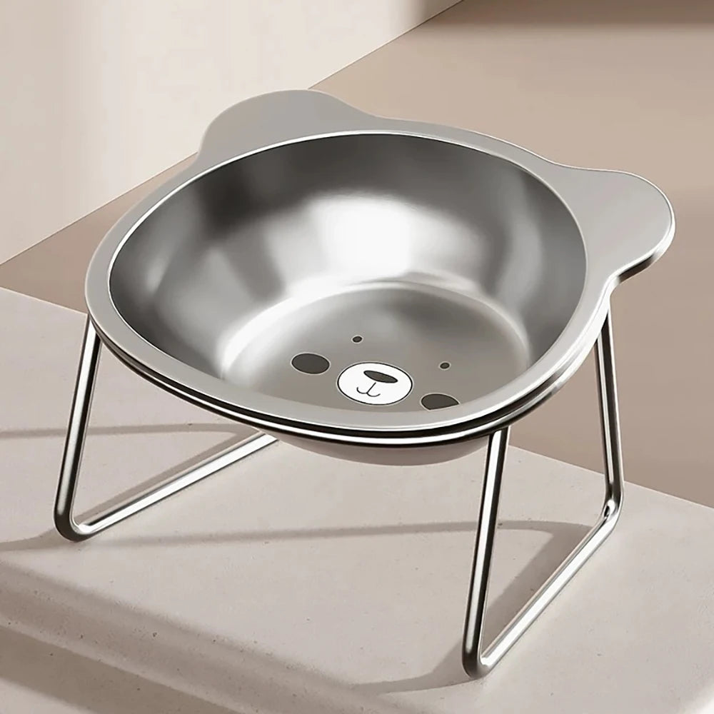 Stainless Steel Cat Food Bowl with Metal Stand