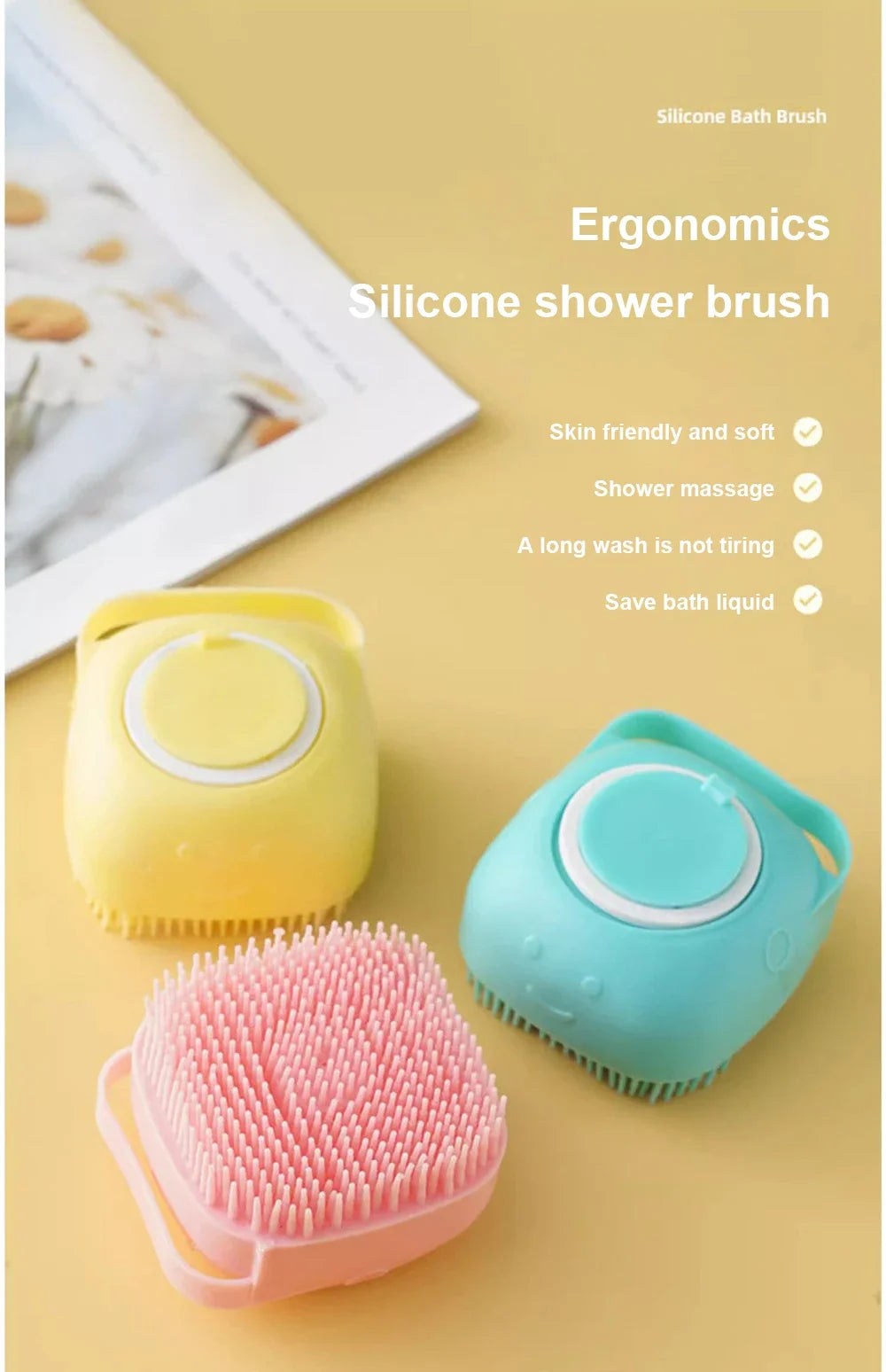 Soft Silicone Pet Bath Massage Brush – Multifunctional Grooming Tool for Dogs & Cats