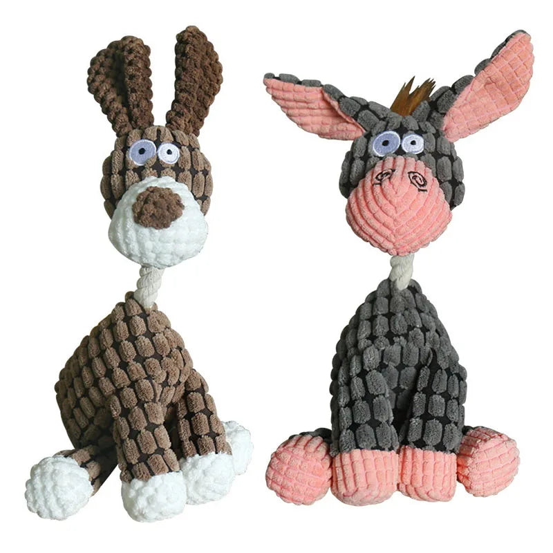 Donkey Plush Squeaky Dog Toy – Corduroy Chew & Training Toy for Puppies