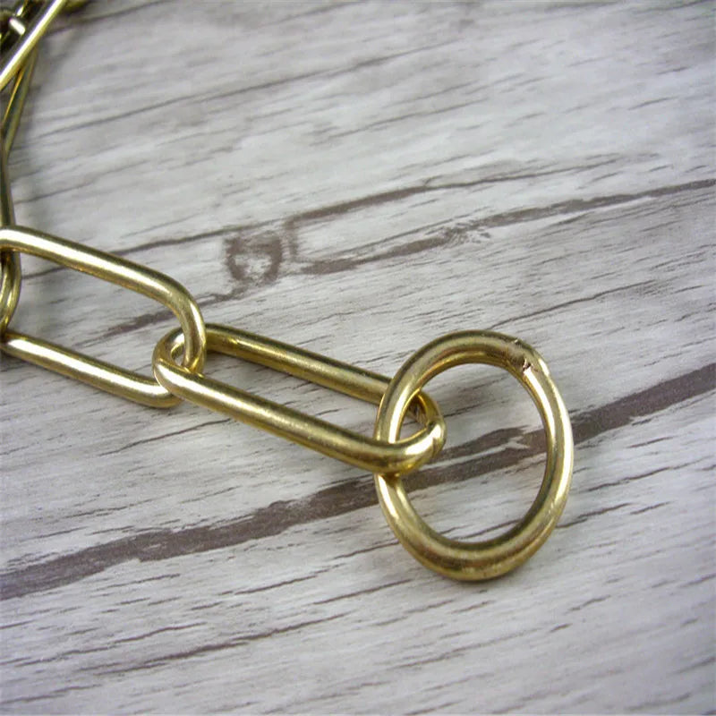 Classic Solid Copper Dog Chain Leash & Collar – Strong Brass P Chain for Medium & Large Dogs