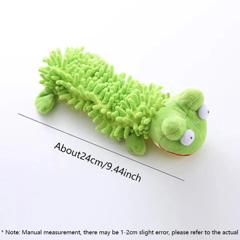 Plush Animal Dog Toy – Frog/Hippo Squeaky Chew 🐾🧸