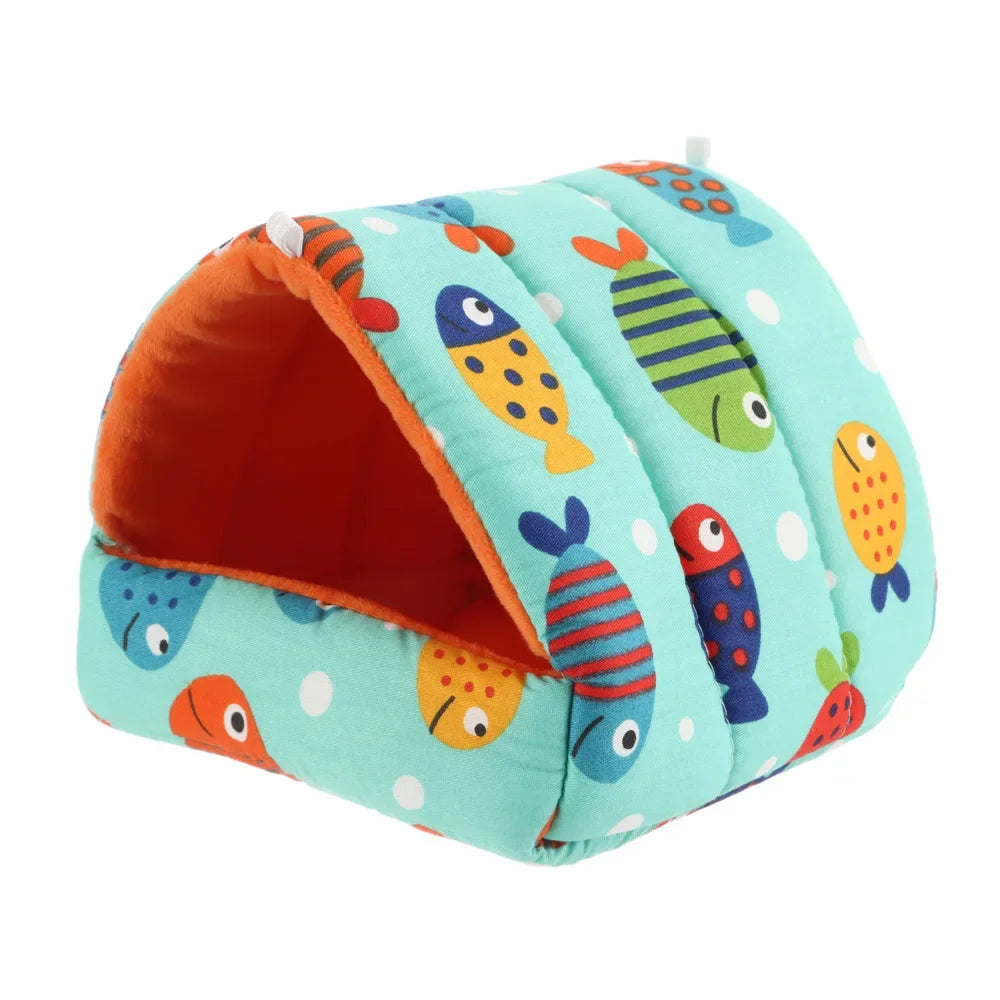 Cartoon Small Animal Bed – Soft Winter Nest for Hamsters, Guinea Pigs, Rabbits, and Squirrels