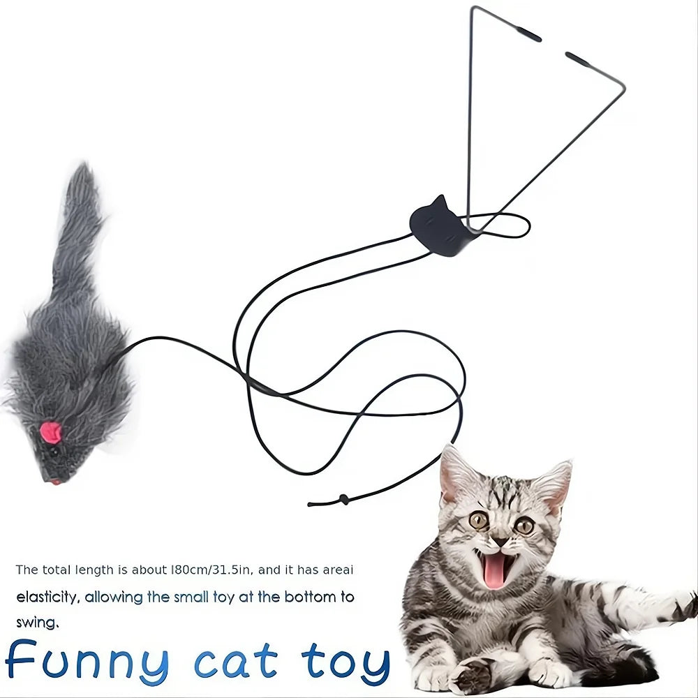 🐭 Simulation Mouse Door Hanging Toy – Retractable Cat Interactive Rope Toy