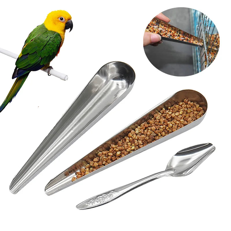 🐦 Stainless Steel Bird Feeding Spoon – Pet Bird & Parrot Cage Feeder Tool