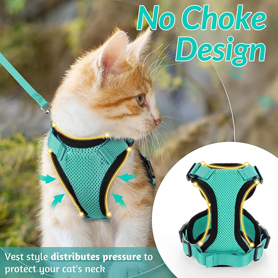 Cat Harness and Leash – Escape-Proof Soft Adjustable Vest with Easy Control