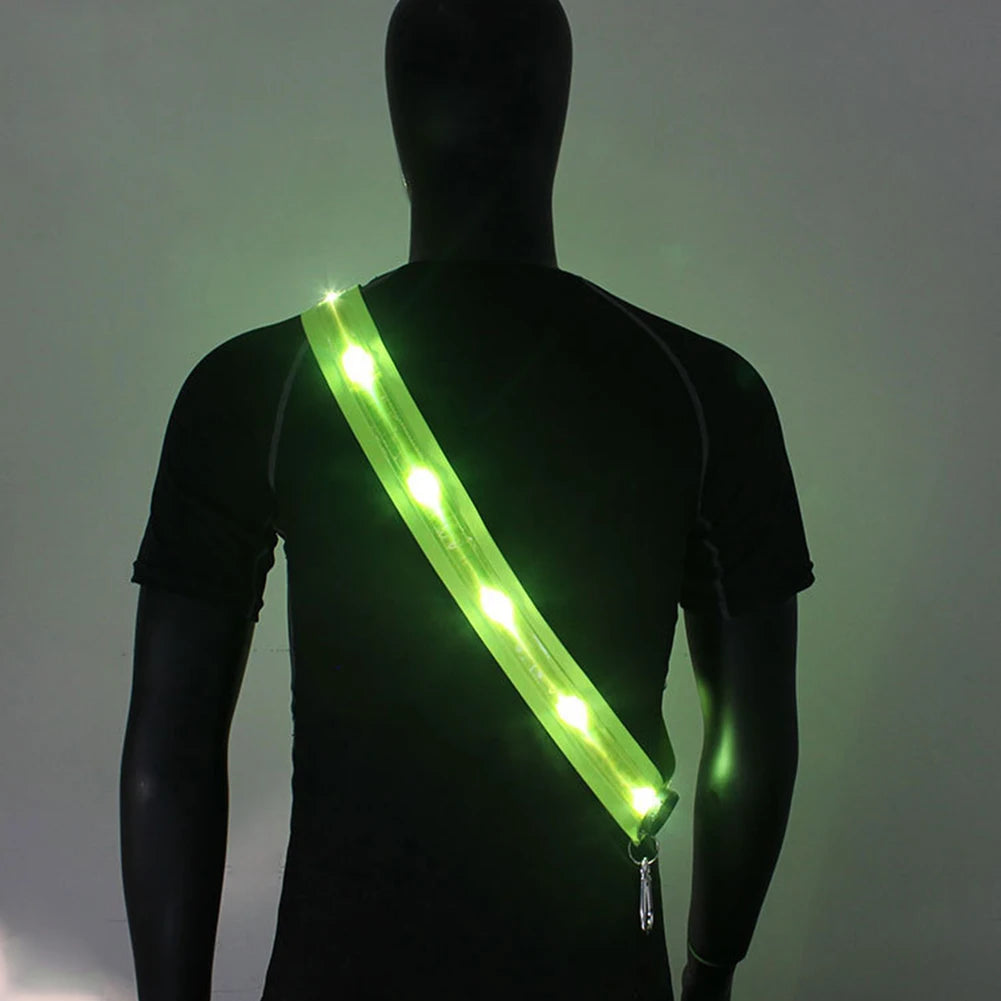 🔦 LED Reflective Running Belt with Illuminated Shoulder Straps – USB Rechargeable Night Safety Gear