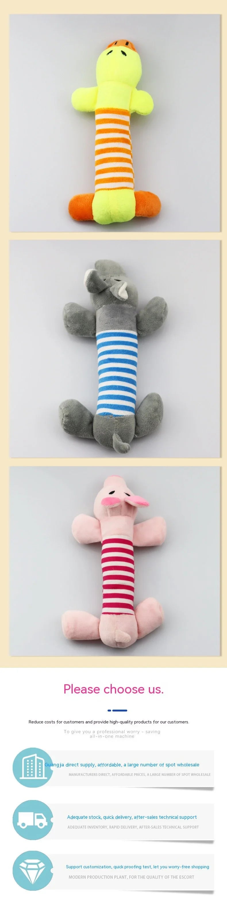 Duck Plush Dog Toy – No Stuffing, Soft Squeaker Fun 🦆🐾