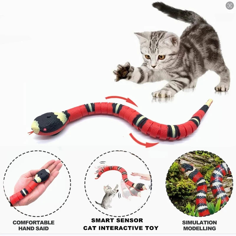 Smart Sensing Snake Cat Toy – USB Rechargeable Interactive Teaser for Cats