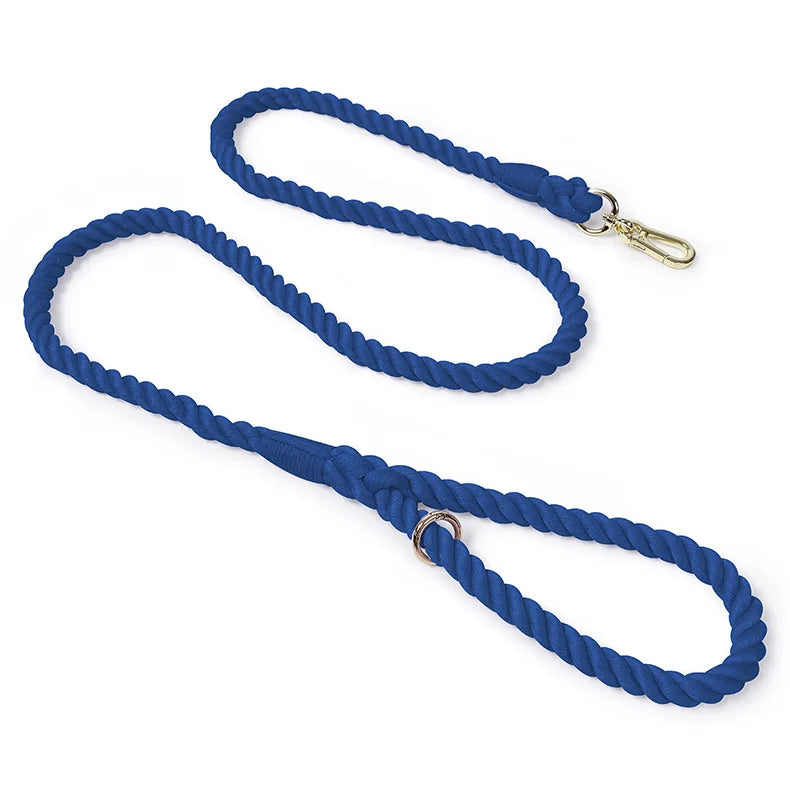 Hand-Woven Gradient Dog Leash – Multi-Function Cotton Rope Lead for Outdoor Walking & Training