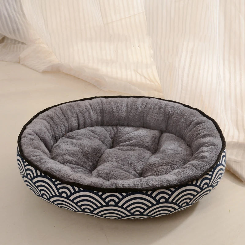 Double-Sided Soft Cotton Dog Bed – Washable Warm Cushion Basket for Small & Medium Dogs