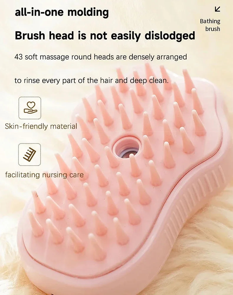 🧼 3-in-1 Pet Steam Brush – Electric Spray Grooming Comb for Cats & Dogs